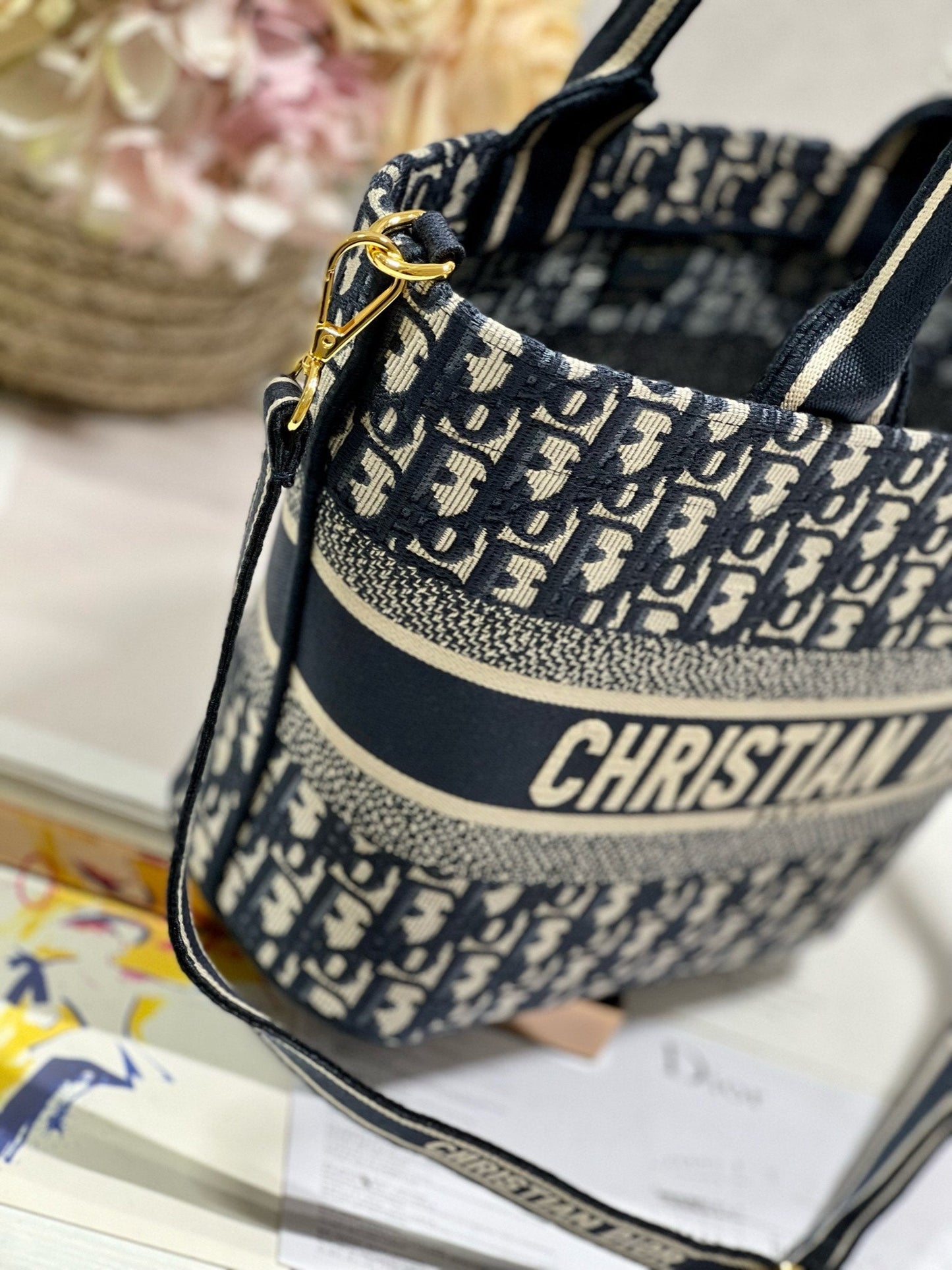 CD NEW BASKET BAG BLUE OBLIQUE EMBROIDERY Amelia