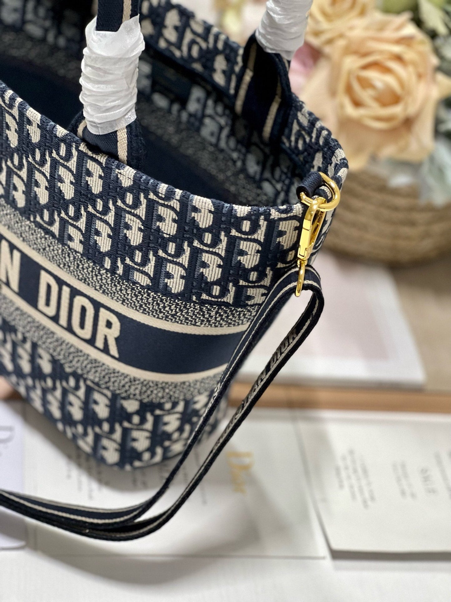 CD NEW BASKET BAG BLUE OBLIQUE EMBROIDERY Amelia