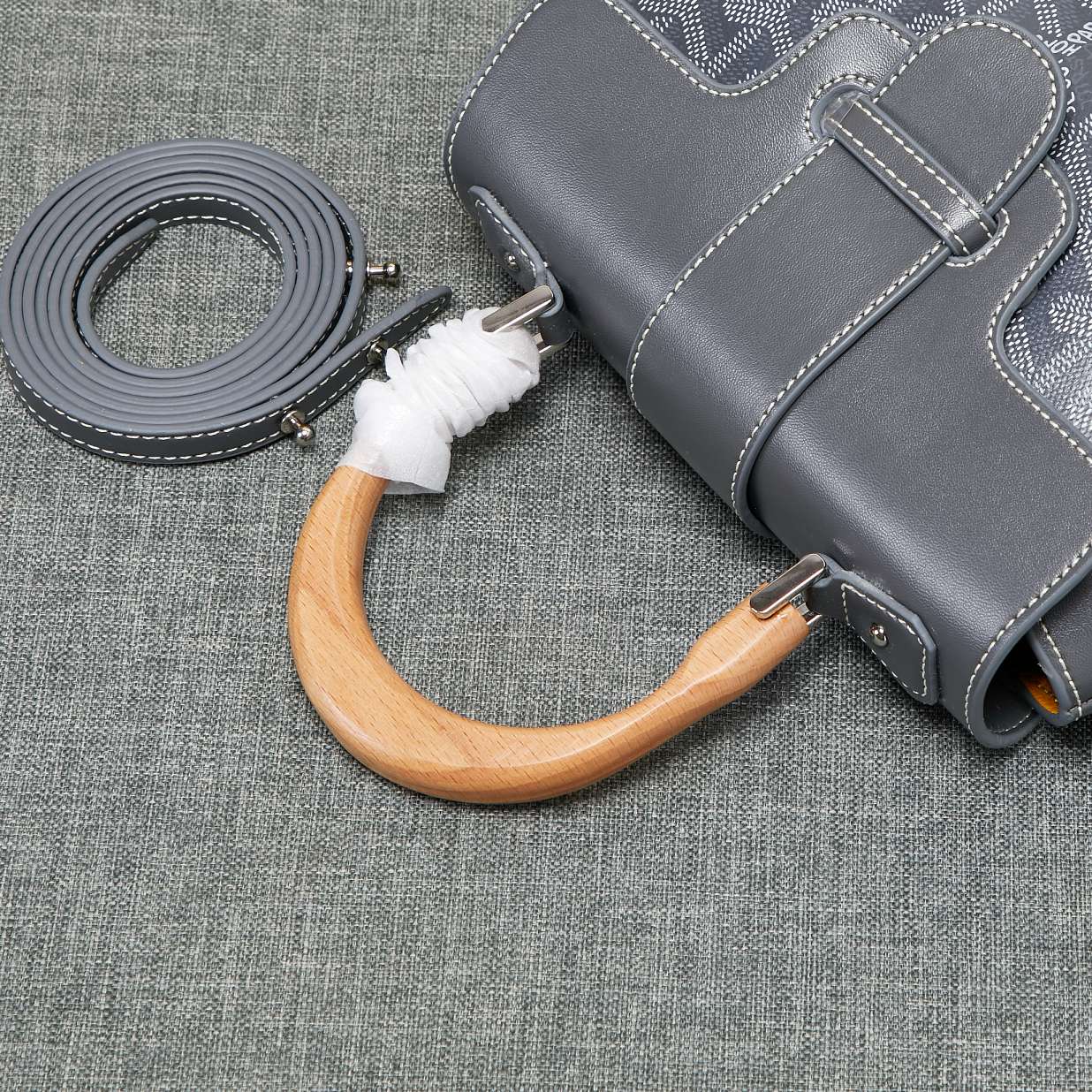 SAIGON SOUPLE MINI BAG GREY CANVAS Amelia