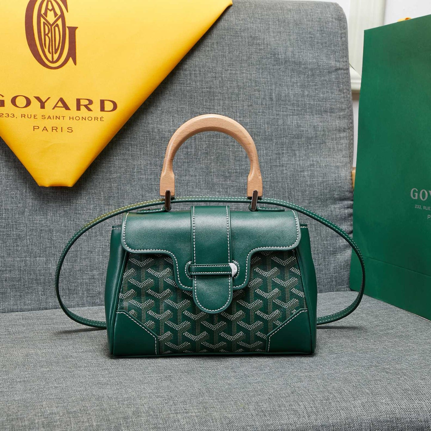 SAIGON SOUPLE MINI BAG GREEN CANVAS Amelia