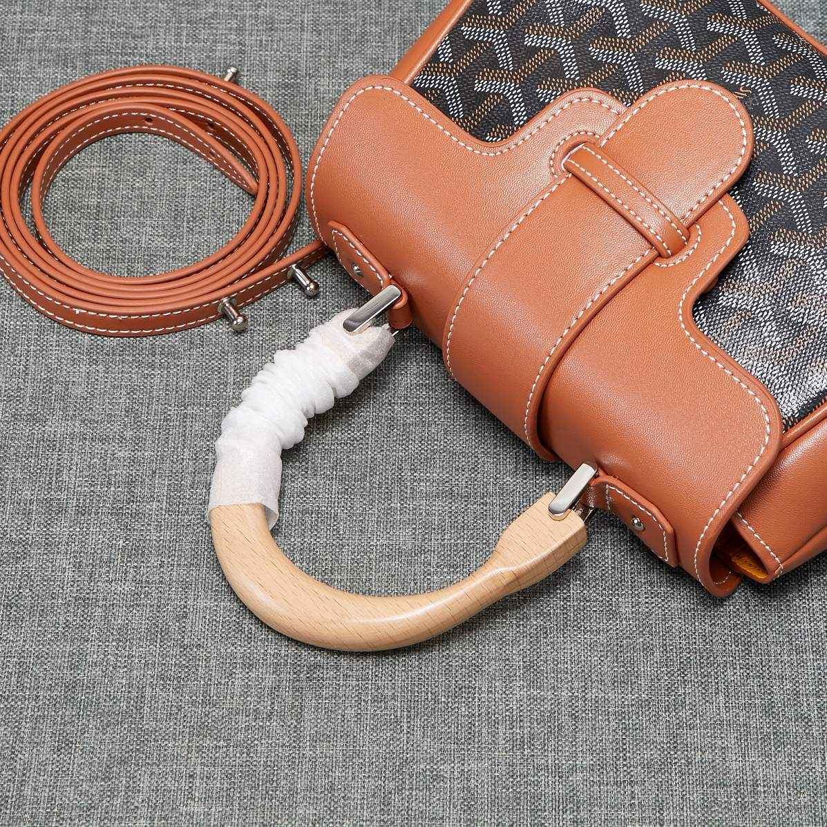 SAIGON SOUPLE MINI BAG BLACK AND TAN CANVAS Amelia Amelia