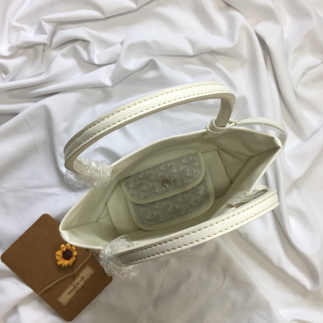 MINI HOBO BOHEME 38CM WHITE CANVAS Amelia