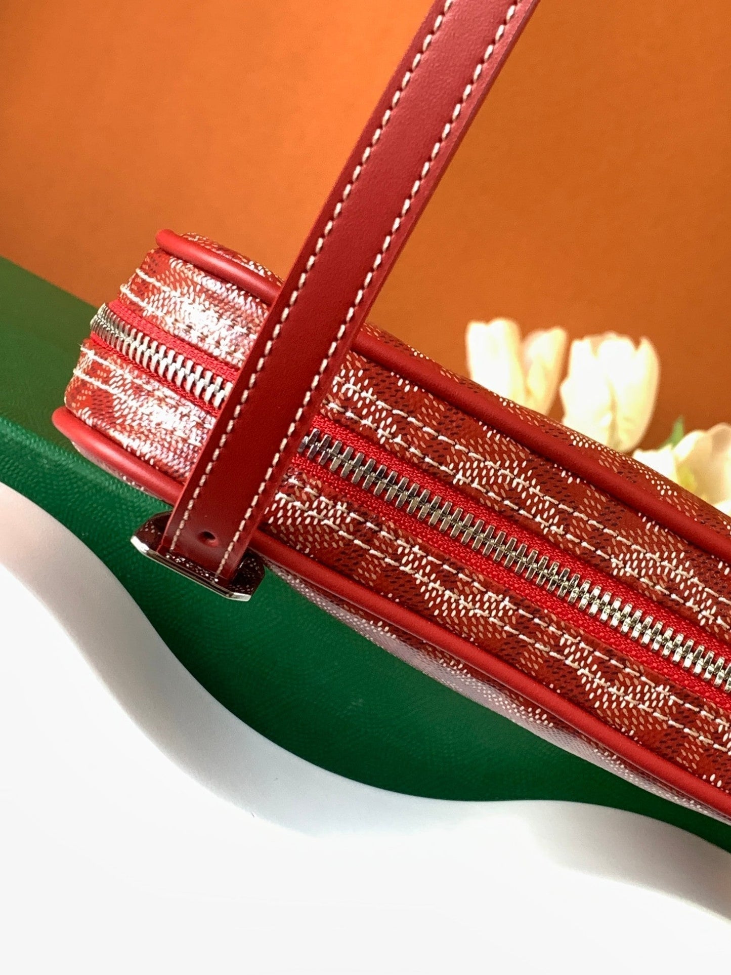 GOYA SECOND-HAND TOAST BAG 21CM RED CANVAS Amelia