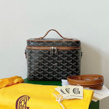 GOYA MAKEUP BOX BAG 20CM BLACK AND TAN CANVAS Amelia