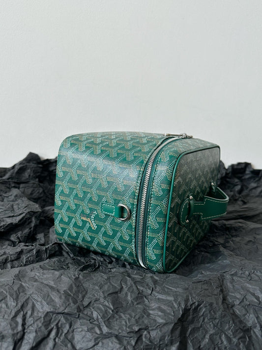 GOYA MAKEUP BOX BAG 20CM GREEN CANVAS Amelia