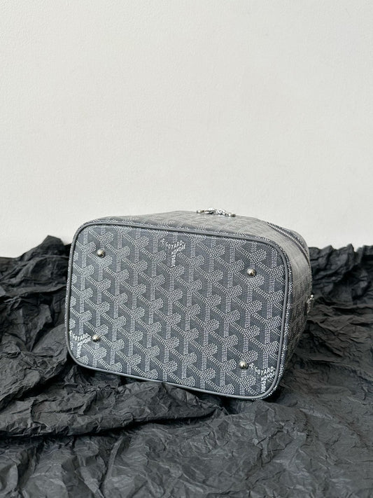 GOYA MAKEUP BOX BAG 20CM GREY CANVAS Amelia