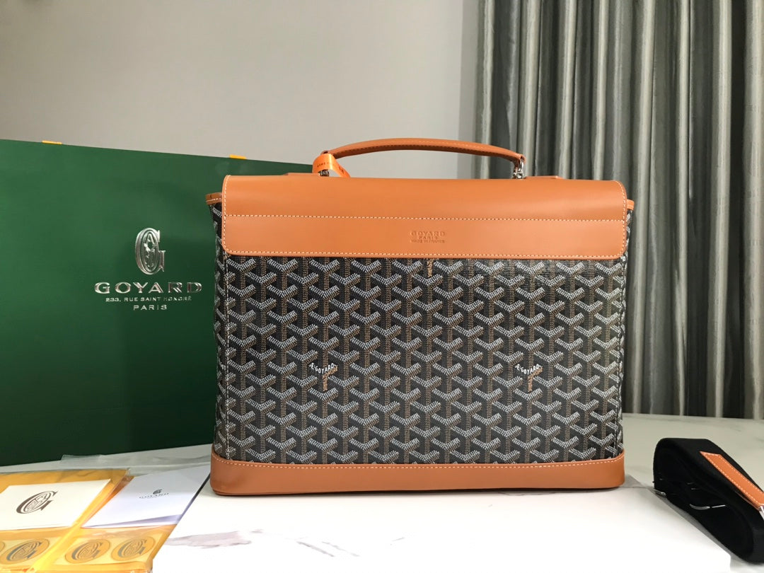 GOYARD CITADIN BAG 38CM BLACK AND TAN CANVAS Amelia Amelia