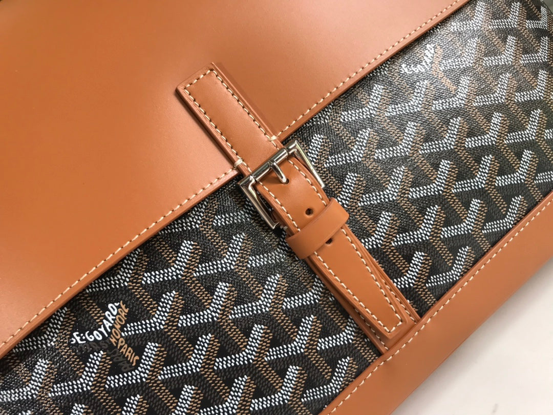 GOYARD CITADIN BAG 38CM BLACK AND TAN CANVAS Amelia Amelia