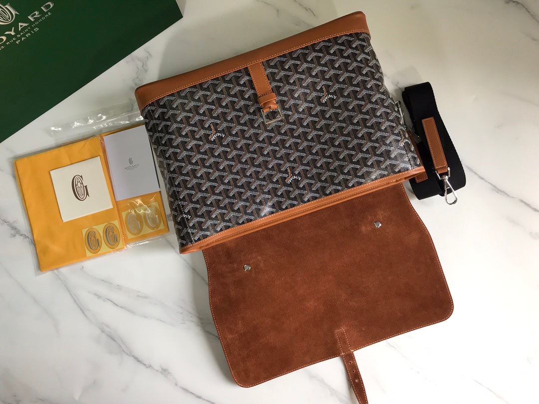 GOYARD CITADIN BAG 38CM BLACK AND TAN CANVAS Amelia
