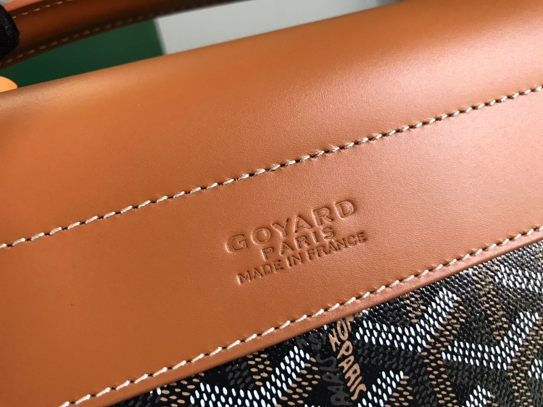 GOYARD CITADIN BAG 38CM BLACK AND TAN CANVAS Amelia