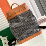 GOYA STEAMER PM BAG 48CM BLACK AND TAN CANVAS Amelia Amelia