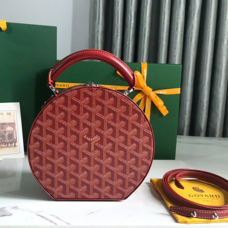 THE ALTO HATBOX TRUNK BAG 18CM RED CANVAS Amelia