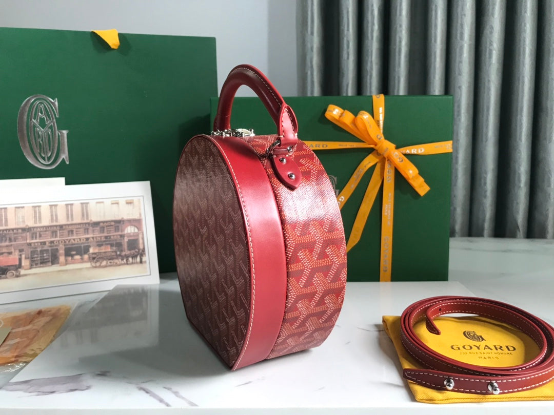 THE ALTO HATBOX TRUNK BAG 18CM RED CANVAS Amelia Amelia
