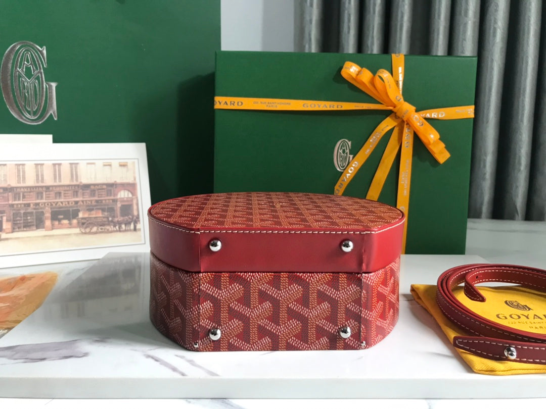 THE ALTO HATBOX TRUNK BAG 18CM RED CANVAS Amelia Amelia