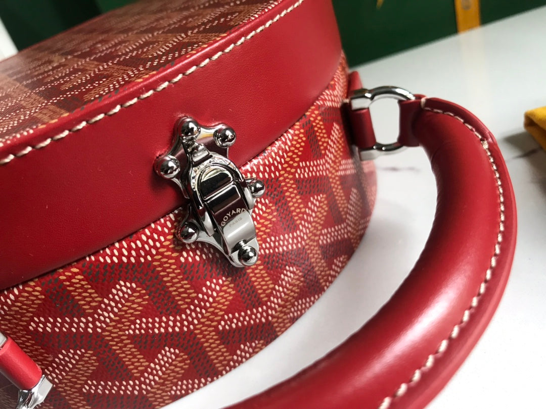 THE ALTO HATBOX TRUNK BAG 18CM RED CANVAS Amelia