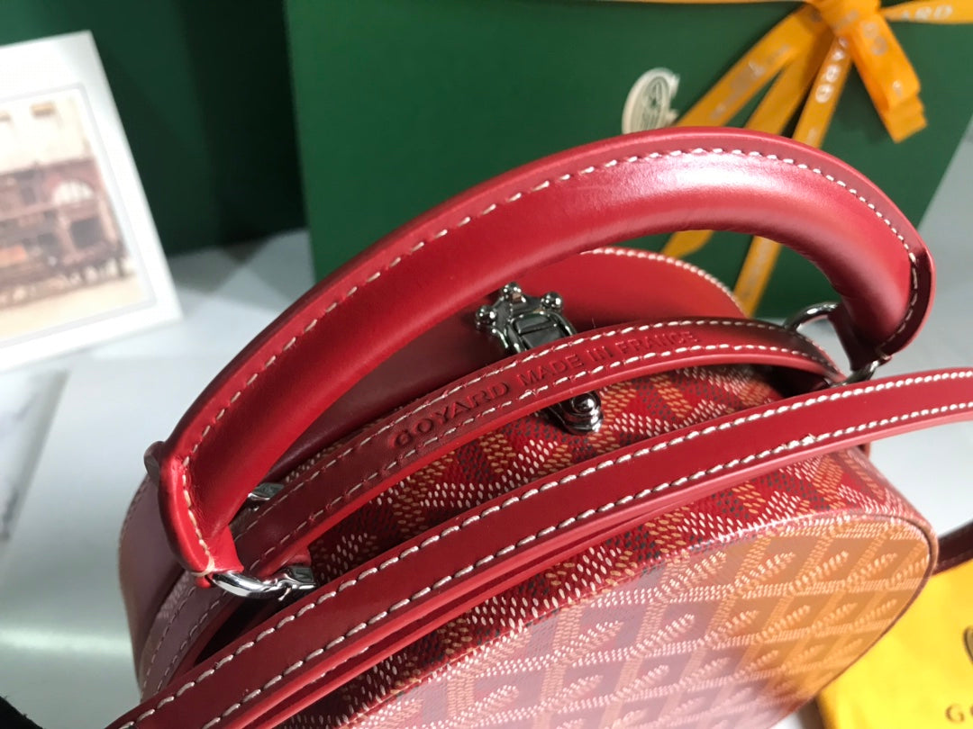 THE ALTO HATBOX TRUNK BAG 18CM RED CANVAS Amelia Amelia