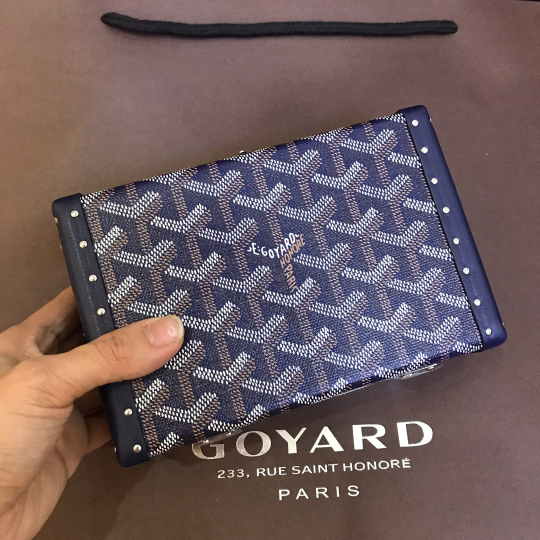 MINAUDIERE TRUNK BAG 17CM NAVY BLUE CANVAS Amelia