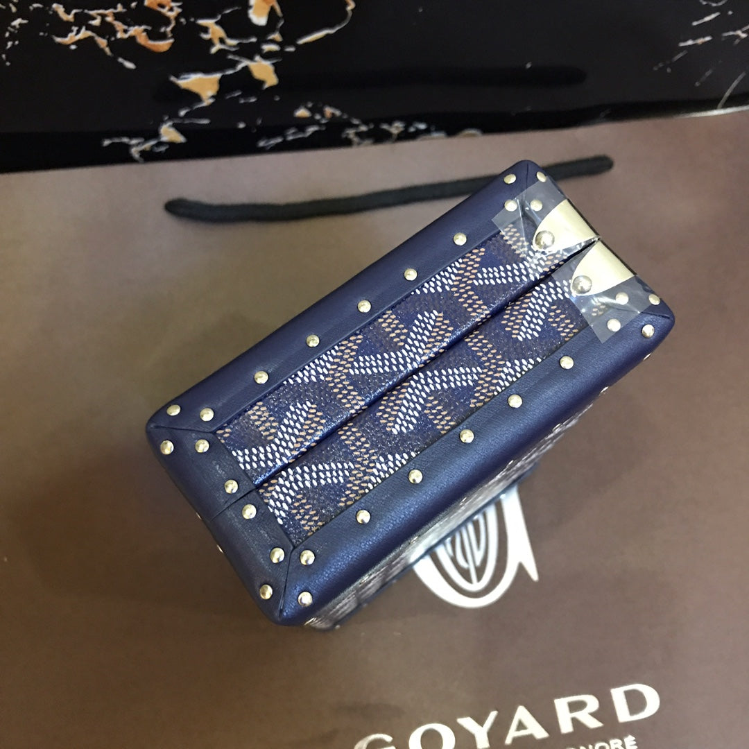 MINAUDIERE TRUNK BAG 17CM NAVY BLUE CANVAS Amelia