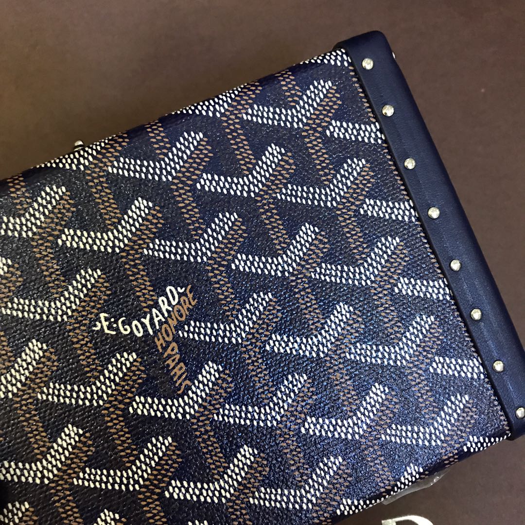 MINAUDIERE TRUNK BAG 17CM NAVY BLUE CANVAS Amelia