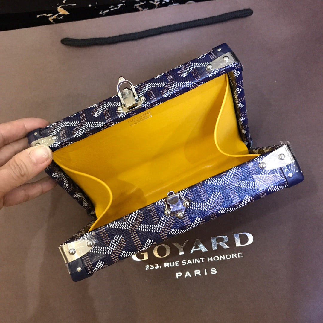 MINAUDIERE TRUNK BAG 17CM NAVY BLUE CANVAS Amelia Amelia