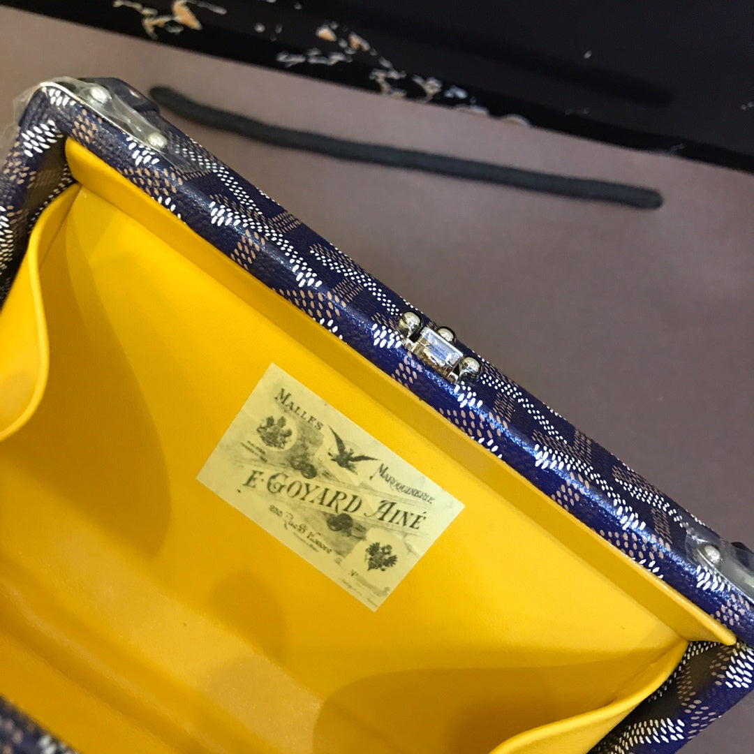 MINAUDIERE TRUNK BAG 17CM NAVY BLUE CANVAS Amelia Amelia