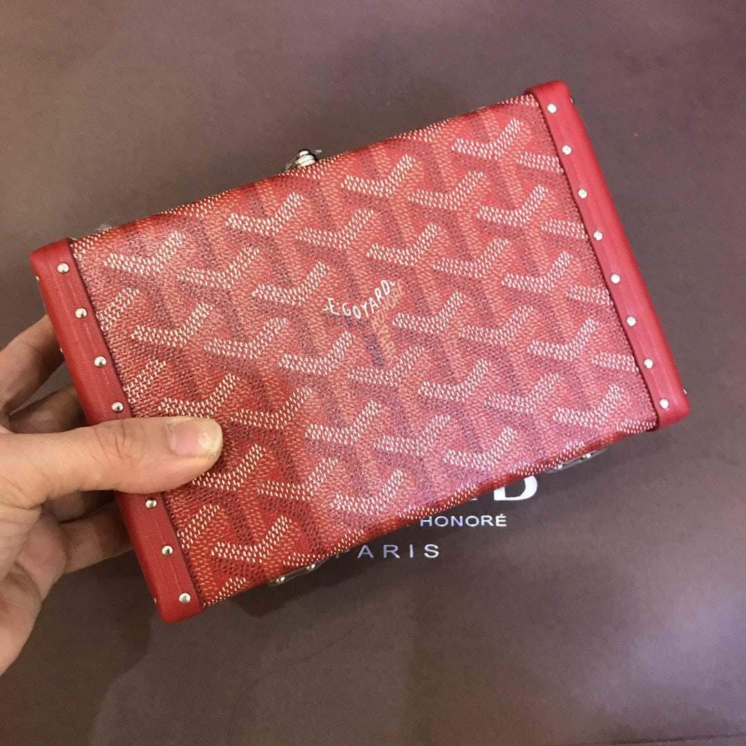 MINAUDIERE TRUNK BAG 17CM RED CANVAS Amelia Amelia