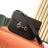 GG 1955 Horsebit Bag 25cm Black Calfskin Gold Hardware Amelia