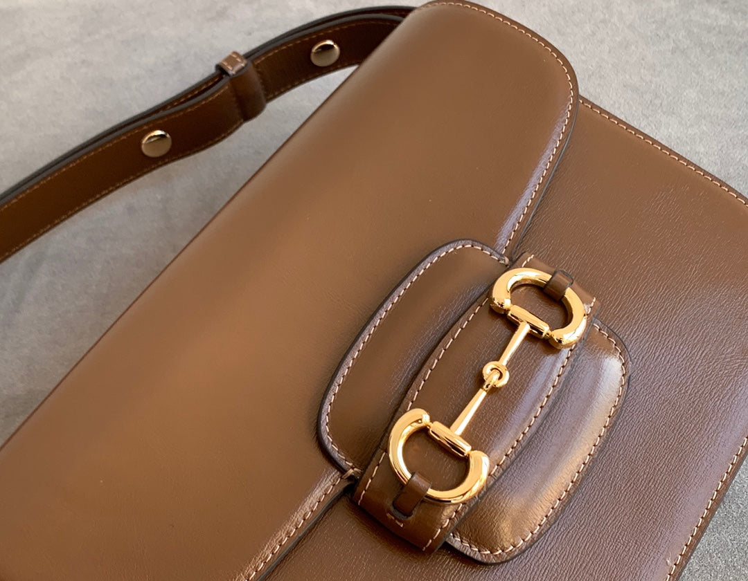 GG 1955 Horsebit Bag 25cm Brown Calfskin Gold Hardware Amelia Amelia