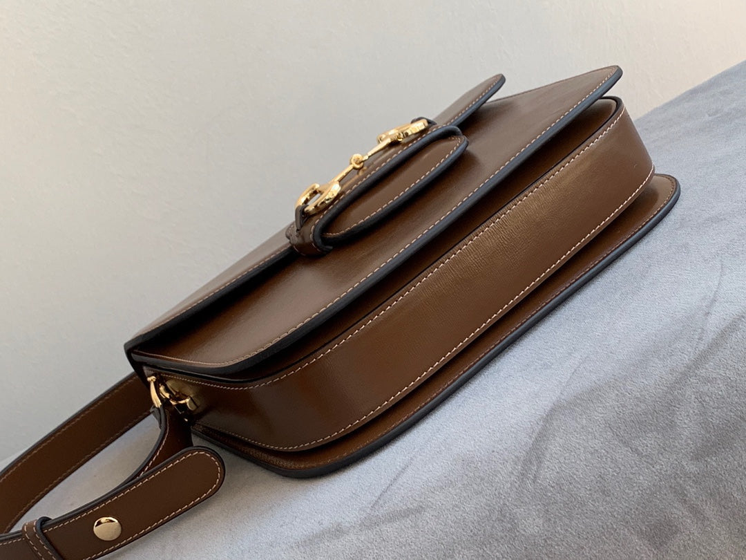 GG 1955 Horsebit Bag 25cm Brown Calfskin Gold Hardware Amelia Amelia
