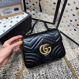 GG Marmont 21cm Mini Top Black Calfskin Gold Hardware Amelia
