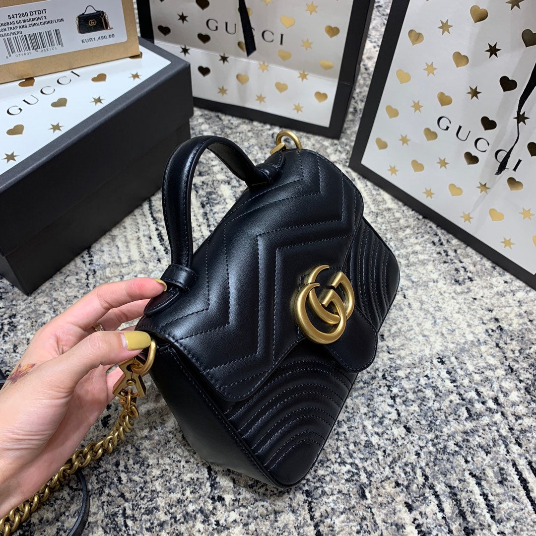 GG Marmont 21cm Mini Top Black Calfskin Gold Hardware Amelia Amelia
