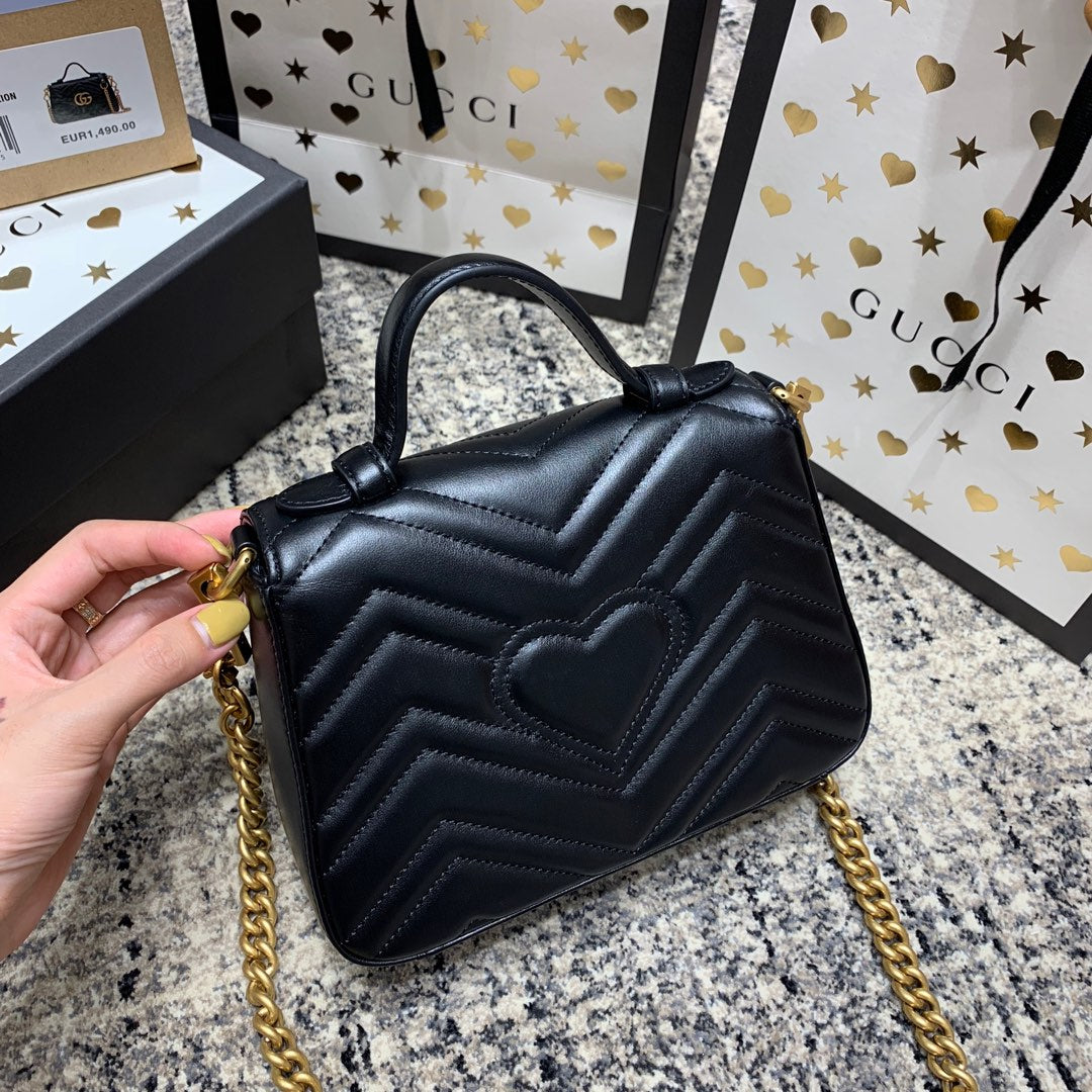 GG Marmont 21cm Mini Top Black Calfskin Gold Hardware Amelia