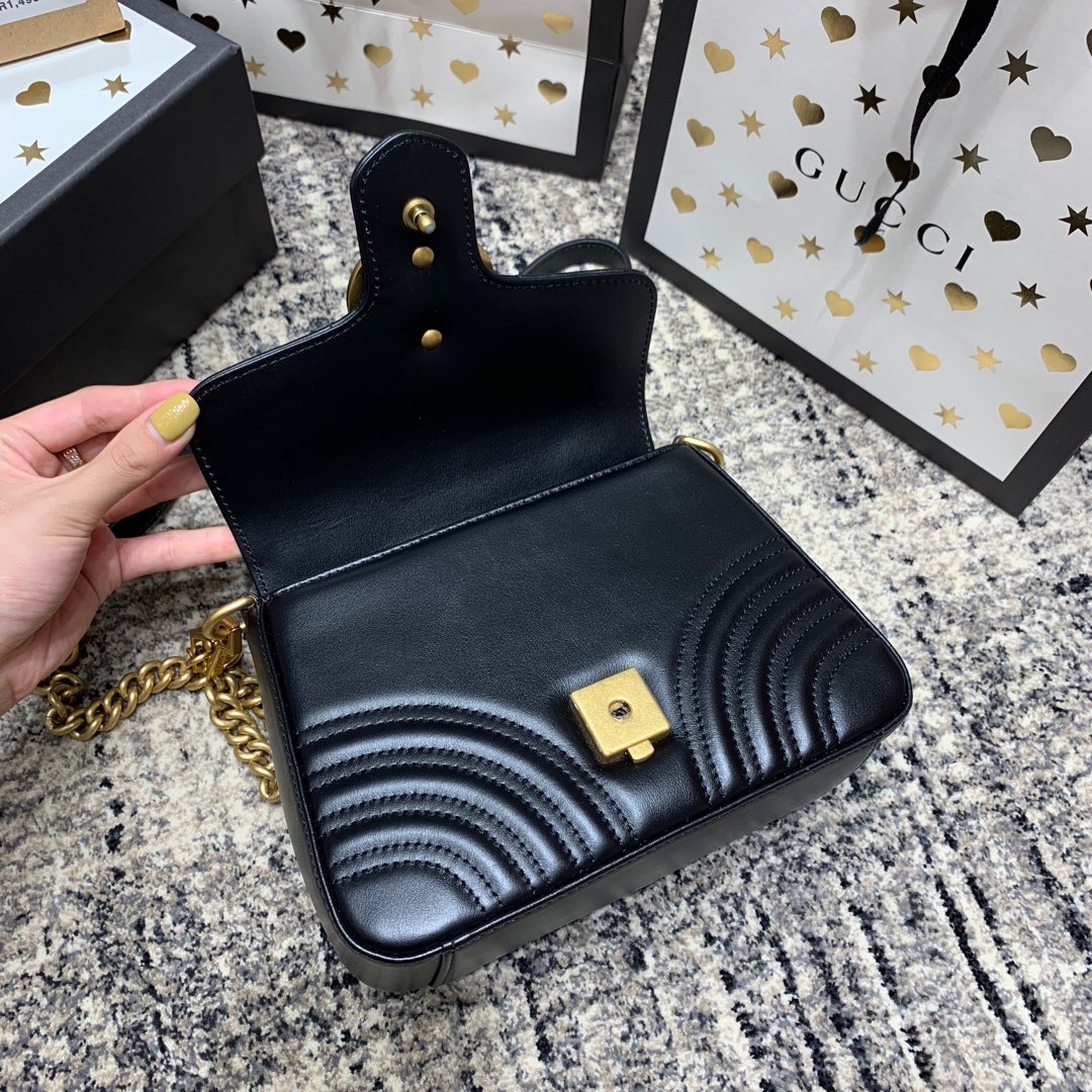 GG Marmont 21cm Mini Top Black Calfskin Gold Hardware Amelia Amelia