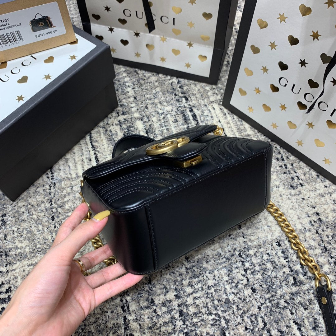 GG Marmont 21cm Mini Top Black Calfskin Gold Hardware Amelia Amelia