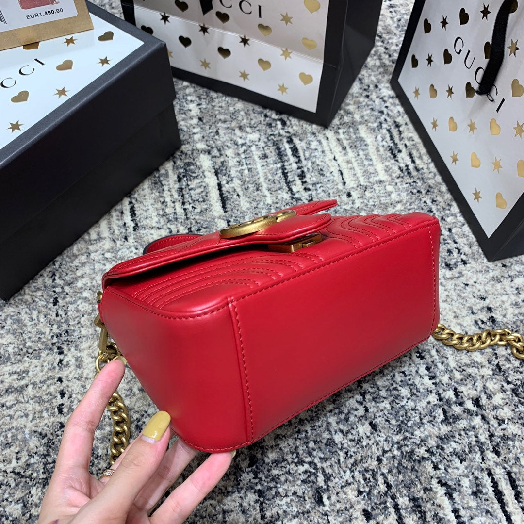 GG Marmont 21cm Mini Top Red Calfskin Gold Hardware Amelia Amelia
