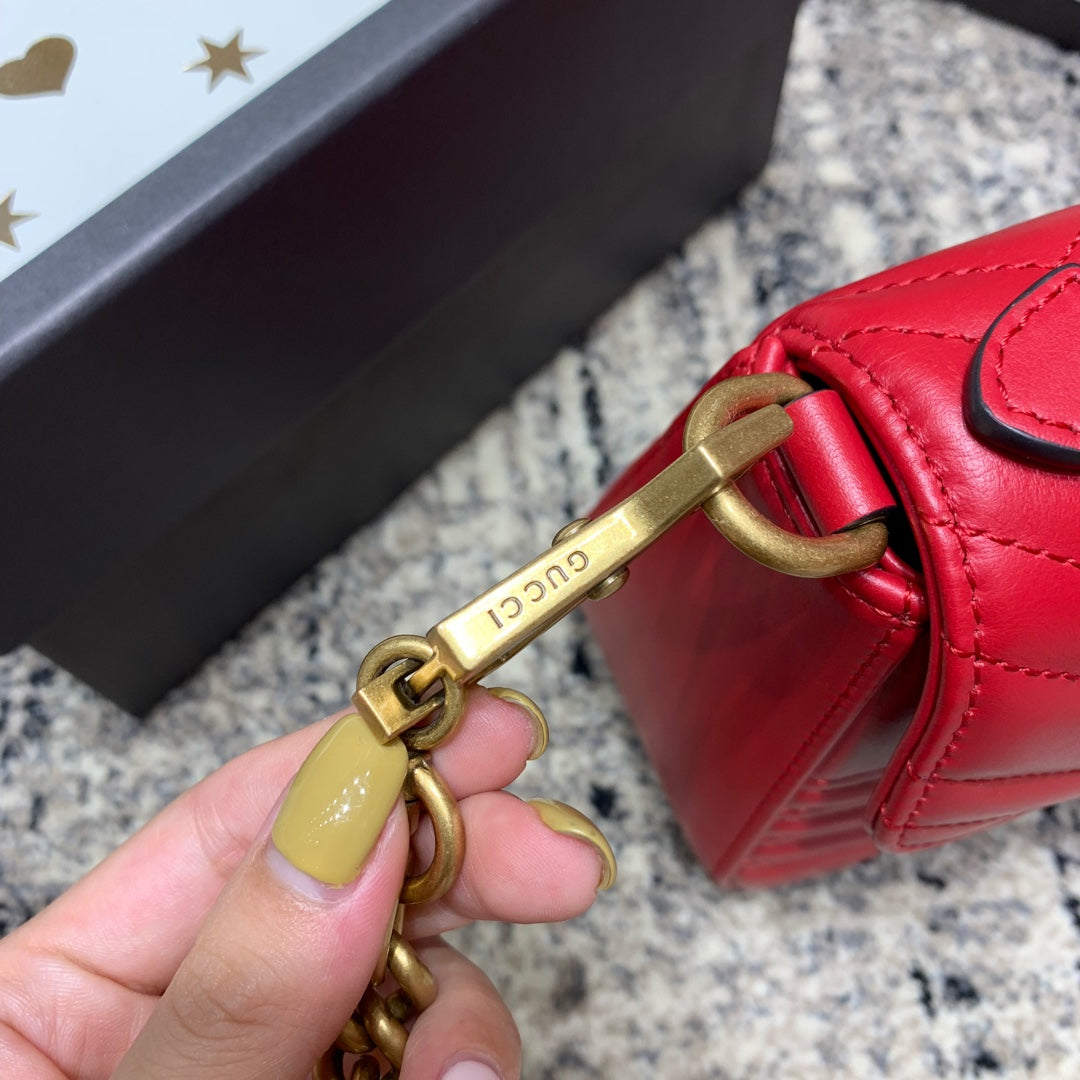GG Marmont 21cm Mini Top Red Calfskin Gold Hardware Amelia