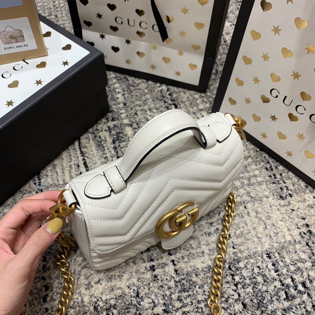 GG Marmont 21cm Mini Top White Calfskin Gold Hardware Amelia Amelia
