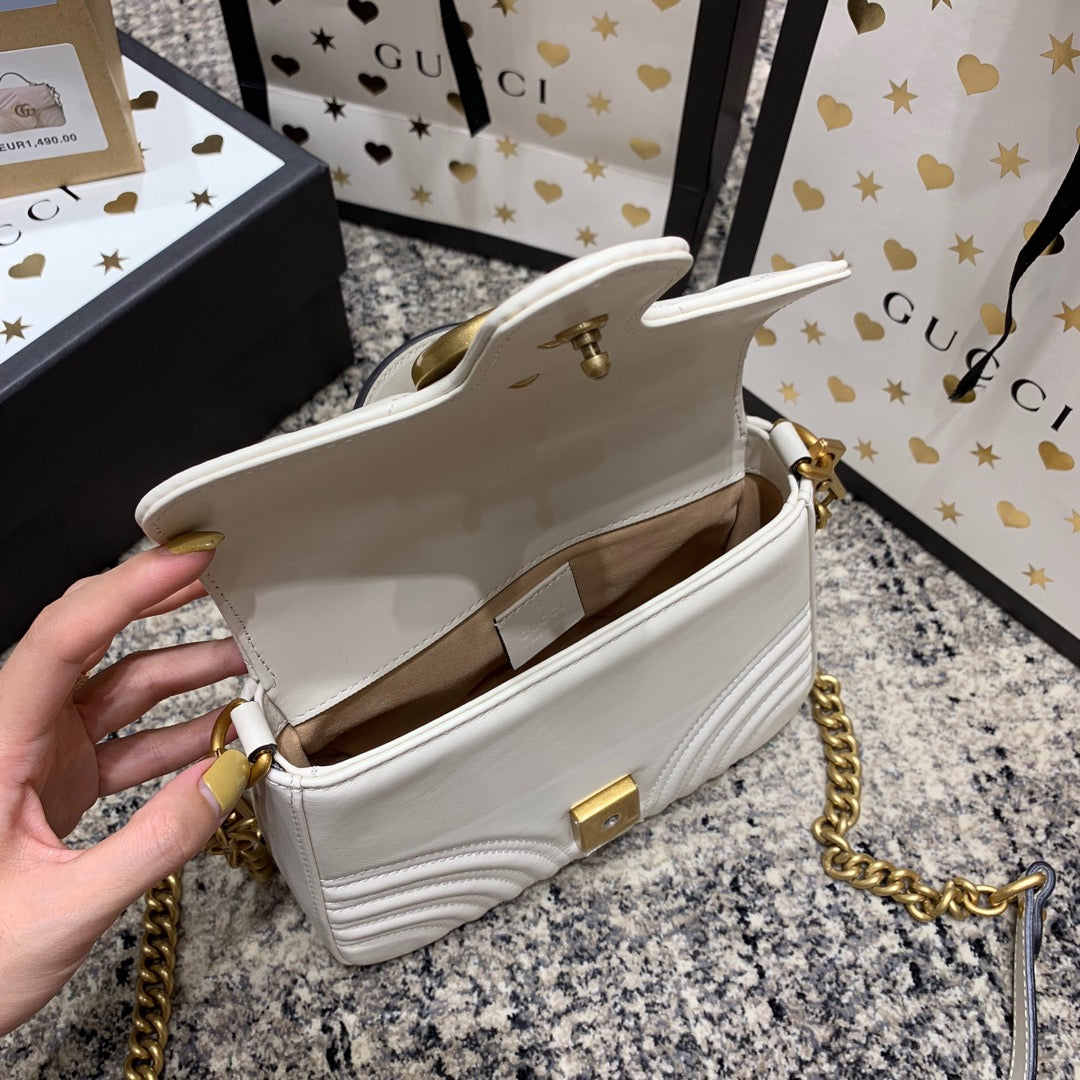GG Marmont 21cm Mini Top White Calfskin Gold Hardware Amelia Amelia