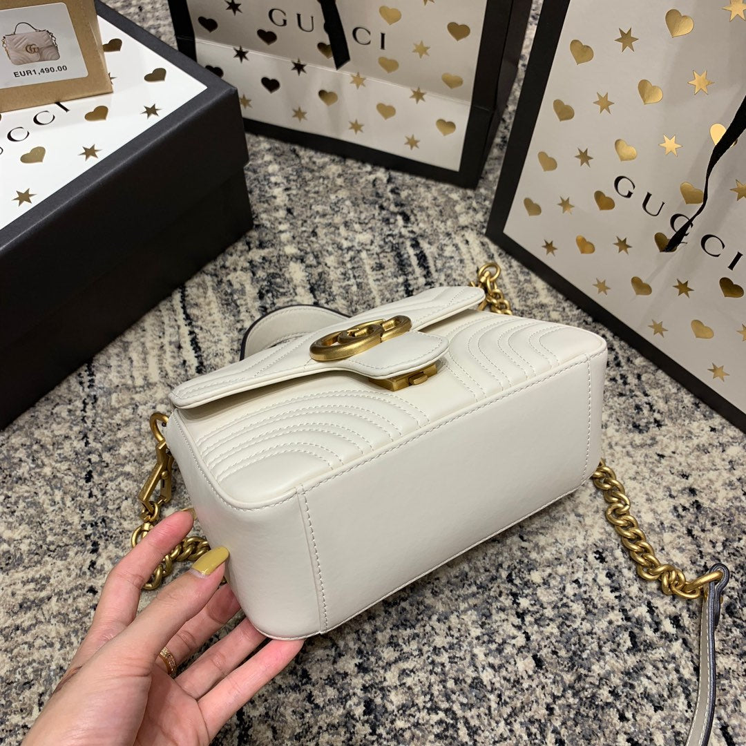 GG Marmont 21cm Mini Top White Calfskin Gold Hardware Amelia Amelia