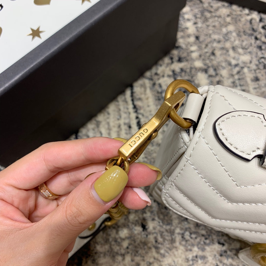 GG Marmont 21cm Mini Top White Calfskin Gold Hardware Amelia Amelia