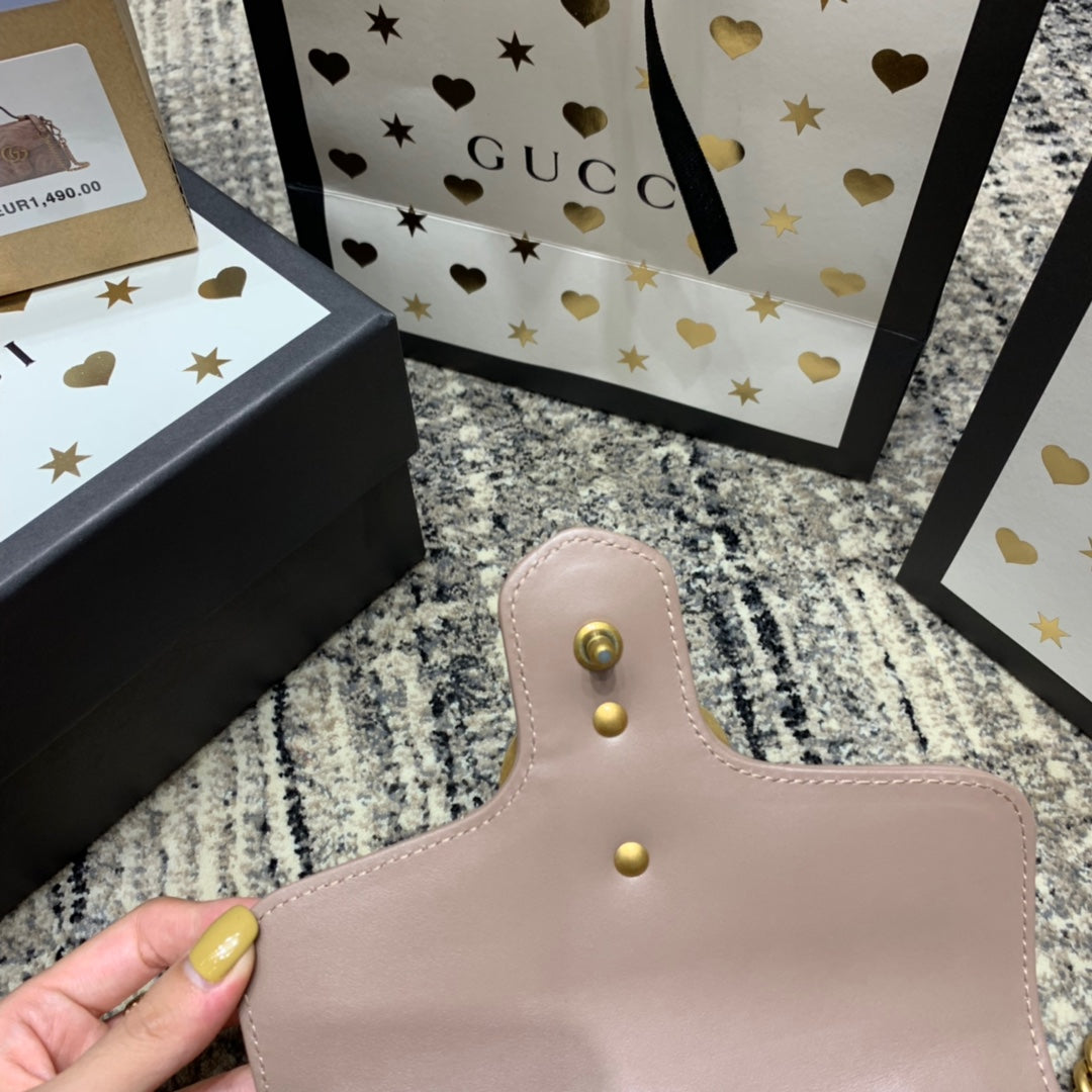 GG Marmont 21cm Mini Top Dark Beige Calfskin Gold Hardware Amelia Amelia