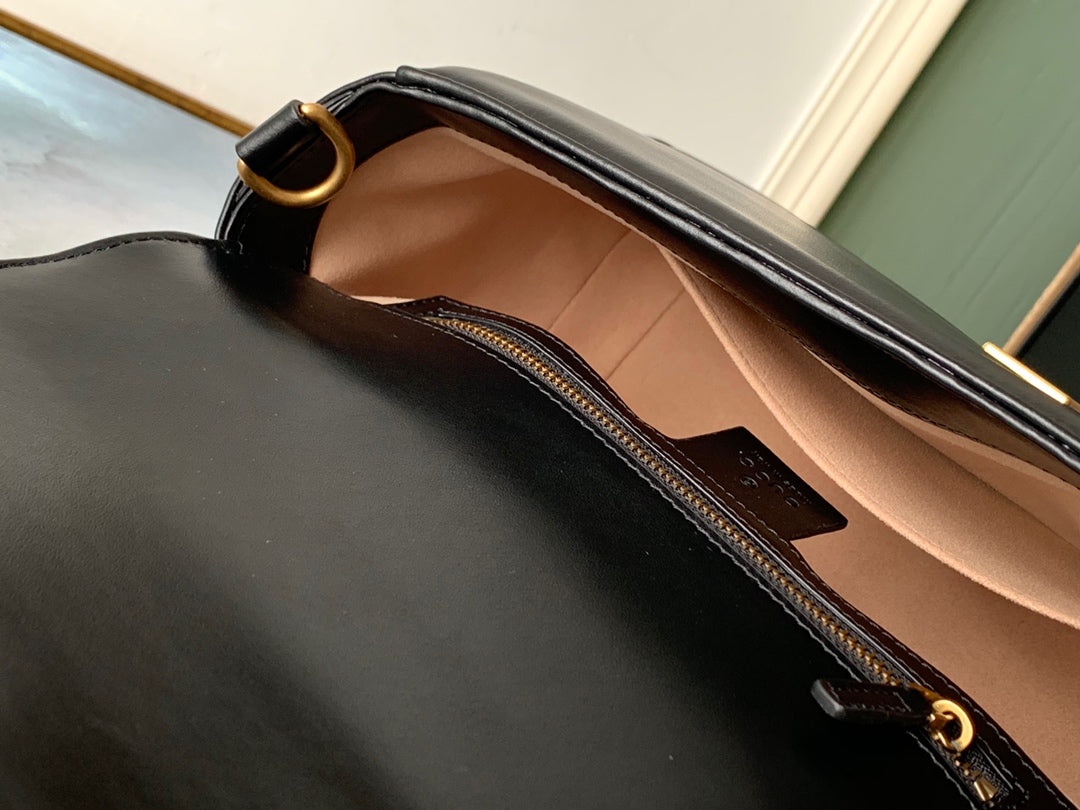 GG Marmont 26.5cm Black Calfskin Gold Hardware Amelia Amelia
