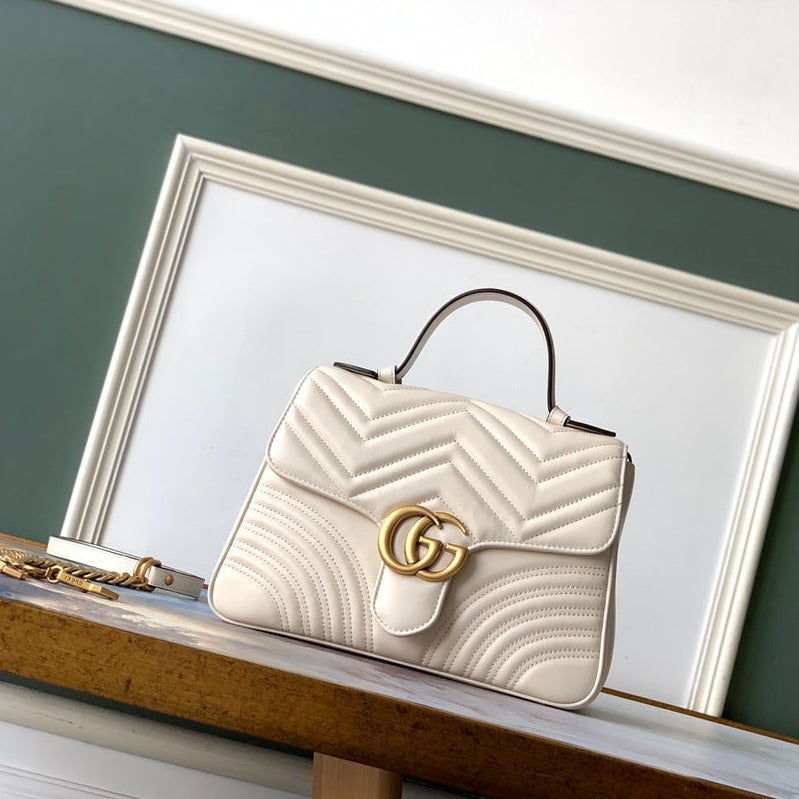GG Marmont 26.5cm White Calfskin Gold Hardware Amelia Amelia