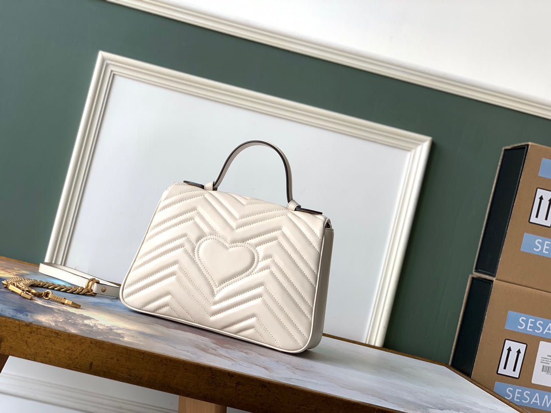 GG Marmont 26.5cm White Calfskin Gold Hardware Amelia Amelia