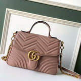 GG Marmont 26.5cm Dark Beige Calfskin Gold Hardware Amelia Amelia