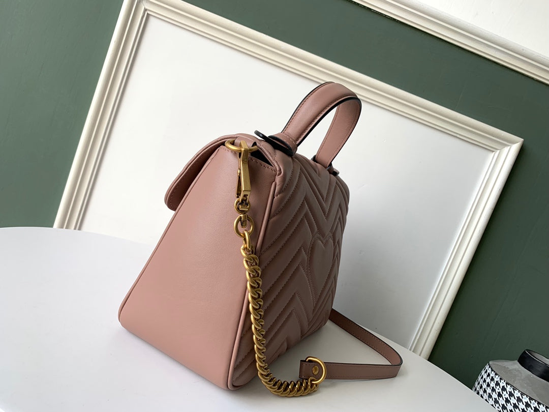 GG Marmont 26.5cm Dark Beige Calfskin Gold Hardware Amelia Amelia