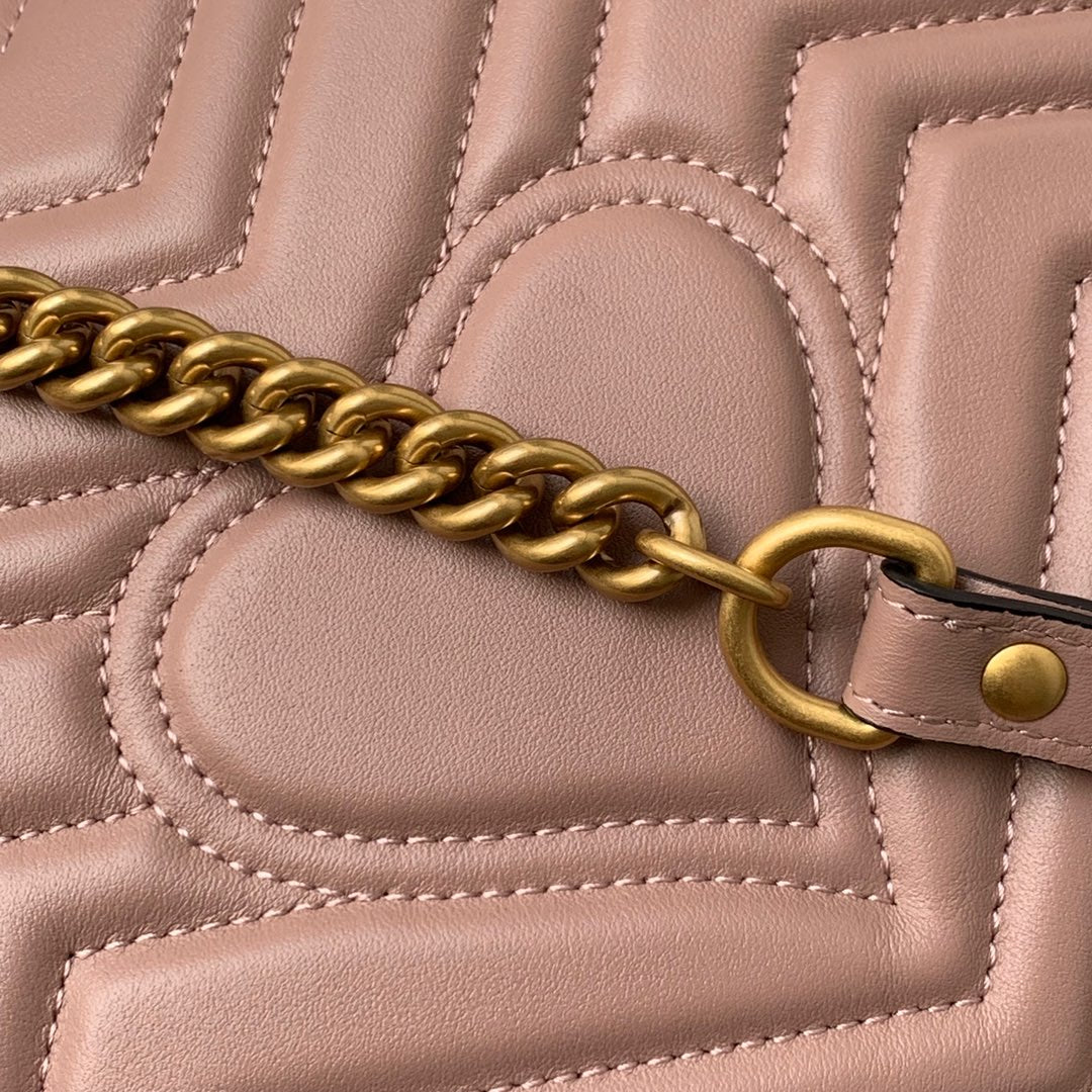 GG Marmont 26.5cm Dark Beige Calfskin Gold Hardware Amelia