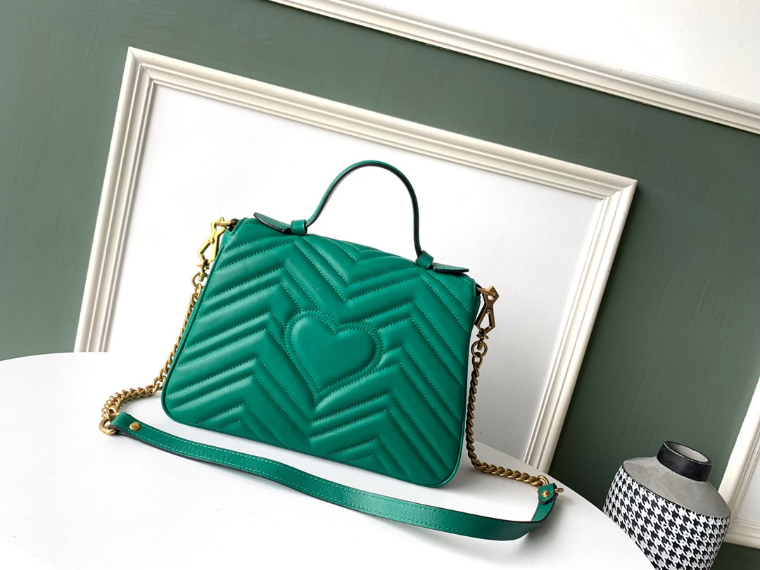 GG Marmont 26.5cm Green Calfskin Gold Hardware Amelia Amelia