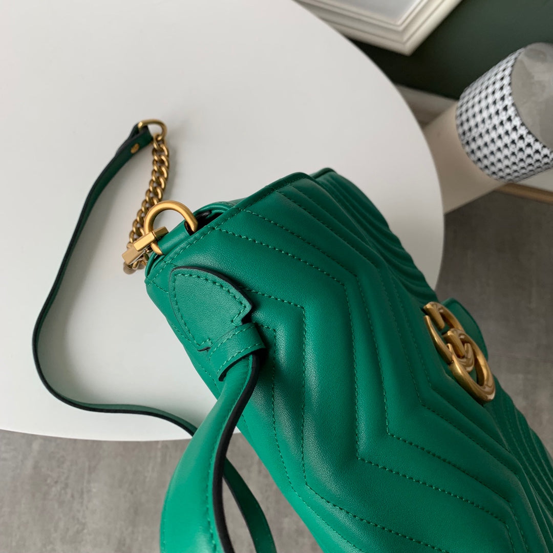 GG Marmont 26.5cm Green Calfskin Gold Hardware Amelia Amelia
