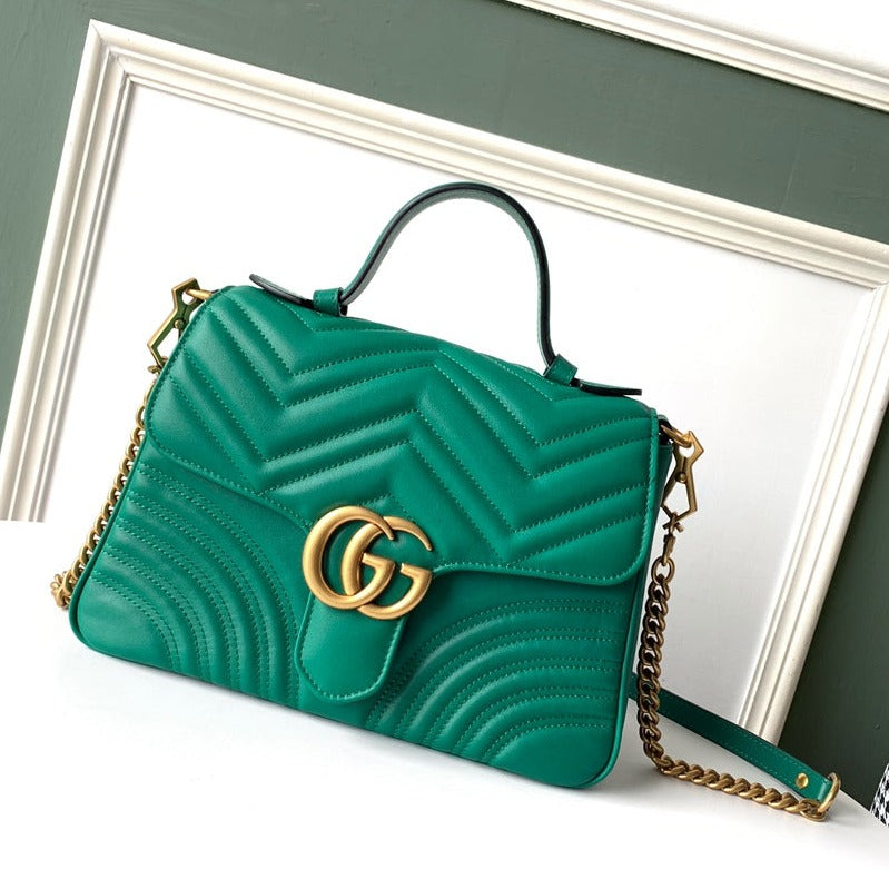 GG Marmont 26.5cm Green Calfskin Gold Hardware Amelia Amelia
